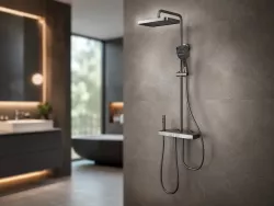 Душевая система Faucet CR25-HT028 - Металлическая конструкция, Верхний и ручной душ, Смеситель, Тёмный дизайн thumbnail