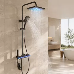 Душевая система Faucet CRH-8921 - LED-подсветка, гидроэнергетика, металл, верхний и ручной душ thumbnail
