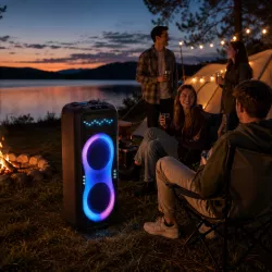 Портативная акустика ZXX-1510 - 400Вт, 2x10" динамики, Bluetooth, LED-подсветка, 2 микрофона, до 10 часов автономной работы thumbnail