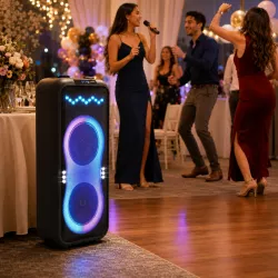 Портативная акустика ZXX-1510 - 400Вт, 2x10" динамики, Bluetooth, LED-подсветка, 2 микрофона, до 10 часов автономной работы thumbnail