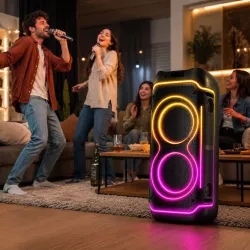 Портативная акустика ZXX-5540 - 100 Вт, Bluetooth, USB, FM, LED-подсветка, 2 микрофона, пульт ДУ thumbnail
