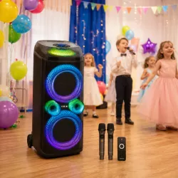 Портативная акустика ZXX-9900 - 80 Вт, 2 микрофона, Bluetooth, USB, FM, LED RGB-подсветка thumbnail