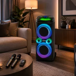 Портативная акустика ZXX-9900 - 80 Вт, 2 микрофона, Bluetooth, USB, FM, LED RGB-подсветка thumbnail