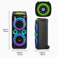 Портативная акустика ZXX-9900 - 80 Вт, 2 микрофона, Bluetooth, USB, FM, LED RGB-подсветка thumbnail
