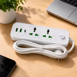 Сетевой фильтр-удлинитель 2 м - 2500Вт, 2x220В, 2xUSB, 1xType-C - Выключатель, Защита thumbnail