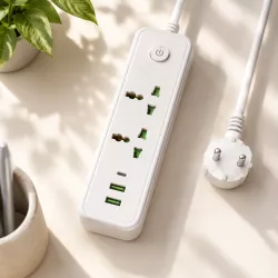Сетевой фильтр-удлинитель 2 м - 2500Вт, 2x220В, 2xUSB, 1xType-C - Выключатель, Защита thumbnail