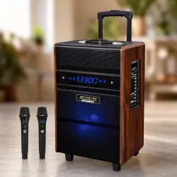 Портативная акустическая система UKC ART LIVE 15A+ - 1400 Вт, Bluetooth, USB/SD, FM-радио, караоке, 2 микрофона thumbnail