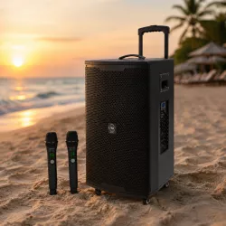 Портативная колонка UKC T5 Pro - 1500 Вт, Bluetooth, USB, SD, FM-радио, караоке, 2 микрофона thumbnail