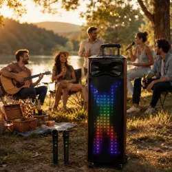 Портативная акустическая система UKC T8 Pro - 2000 Вт, Bluetooth, FM-радио, караоке, 2 микрофона, USB/SD, аккумулято thumbnail
