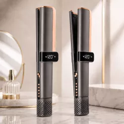 Электрический стайлер Kemei KM-6911 - выпрямитель 2в1 с ионизацией, LCD-дисплей, 200°C, серый thumbnail