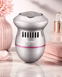 Электрическая пилка для пяток Kemei KM-553 - USB-зарядка, аккумулятор 1000 mAh, до 60 минут работы, для удаления огрубевшей кожи thumbnail