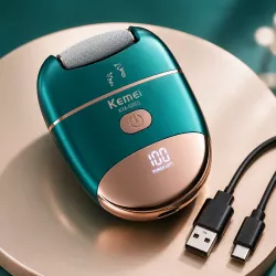 Электрическая пемза для ног Kemei KM-6865 - 3 насадки, 2 скорости, LED-дисплей, IPX4 влагозащита thumbnail