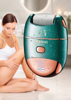 Электрическая пемза для ног Kemei KM-6865 - 3 насадки, 2 скорости, LED-дисплей, IPX4 влагозащита thumbnail