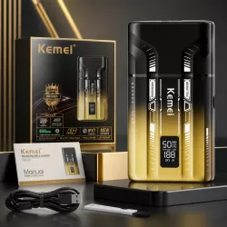 Электробритва Kemei KM-T418 с УФ-стерилизацией - 3 режима, 1400 мАч, IPX7, Type-C зарядка, 10000 об/мин thumbnail