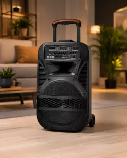 Портативная колонка Su-Kam BT115D - Bluetooth, USB, FM-радио, караоке с 2 микрофонами, Bass Boost, аккумуляторная thumbnail