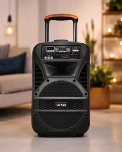 Портативная колонка Su-Kam BT115D - Bluetooth, USB, FM-радио, караоке с 2 микрофонами, Bass Boost, аккумуляторная thumbnail