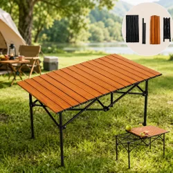 Складной стол для пикника 120x55x50 см - с чехлом, компактное хранение, быстрый монтаж thumbnail