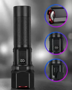 Ручной фонарик COBA CB-2506 PowerBank - 5 цветов света, светодиод TG WICK, USB-зарядка, алюминиевый корпус thumbnail