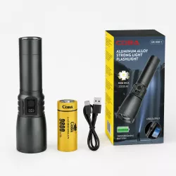 Ручной аккумуляторный фонарик BL CB X86 - мощный LED, дальность 3000 м, аккумулятор 4500 мАч, USB зарядка, дисплей thumbnail