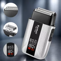 Электробритва Kemei KM-T402 - Сеточная, водонепроницаемая IPX7, 3 скорости, LED-дисплей, аккумулятор 1400 мАч thumbnail
