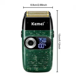 Электробритва Kemei KM-2027 - беспроводная с дисплеем, 3 скорости, 2 головки, до 120 минут работы, водонепроницаемость IP5 thumbnail