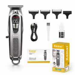 Машинка для стрижки Kemei KM-1675 - 5 скоростей, T-образное лезвие, LED-дисплей, до 270 мин работы, USB Type-C зарядка thumbnail