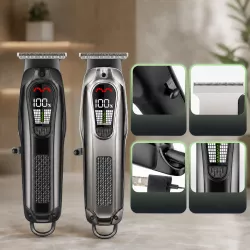 Машинка для стрижки Kemei KM-1675 - 5 скоростей, T-образное лезвие, LED-дисплей, до 270 мин работы, USB Type-C зарядка thumbnail