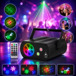 Лазерный RGB-проектор Stage Lighting с пультом - 16 узоров, автоматический и музыкальный режимы, прочный алюминиевый корпус thumbnail