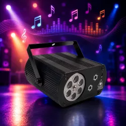Лазерный RGB-проектор Stage Lighting с пультом - 16 узоров, автоматический и музыкальный режимы, прочный алюминиевый корпус thumbnail
