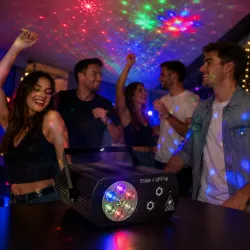 Лазерный RGB-проектор Stage Lighting с пультом - 16 узоров, автоматический и музыкальный режимы, прочный алюминиевый корпус thumbnail