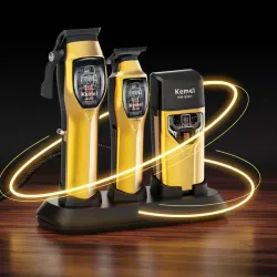 Машинка для стрижки Kemei KM-8567 3в1 - беспроводная, Li-ion 2000 мАч, LCD-дисплей, USB зарядка, набор насадок thumbnail
