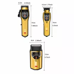 Машинка для стрижки Kemei KM-8567 3в1 - беспроводная, Li-ion 2000 мАч, LCD-дисплей, USB зарядка, набор насадок thumbnail