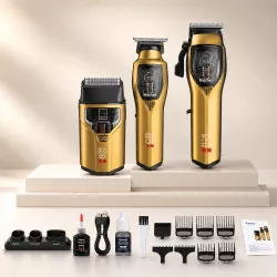 Машинка для стрижки Kemei KM-8567 3в1 - беспроводная, Li-ion 2000 мАч, LCD-дисплей, USB зарядка, набор насадок thumbnail