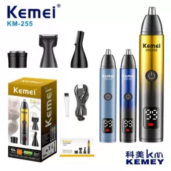 Триммер для волос Kemei 4-в-1 KM-255 - нос, уши, брови, борода, USB-зарядка, LCD-дисплей, 90 мин работы thumbnail