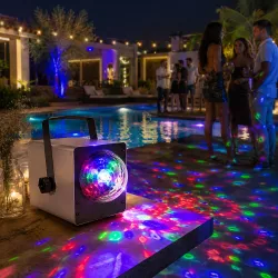 Лазерный диско-проектор Energolux QR-305 - LED+Laser RGB, Bluetooth, 360° охват, пульт, Voice Control thumbnail
