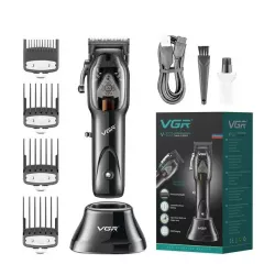 Аккумуляторная машинка для стрижки VGR V 653 - 8 насадок, LED-дисплей, USB-зарядка thumbnail