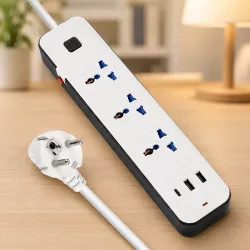 Сетевой удлинитель AND WL-7 - 3 розетки, 2 USB, Type-C, 2 м кабель, LED индикатор, ABS пластик thumbnail