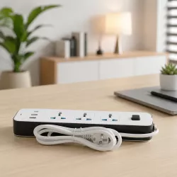 Сетевой удлинитель AND WL-7 - 3 розетки, 2 USB, Type-C, 2 м кабель, LED индикатор, ABS пластик thumbnail