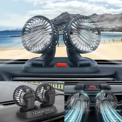 Автомобильный двойной вентилятор USB - 2 скорости, 360° поворот, питание 5V thumbnail