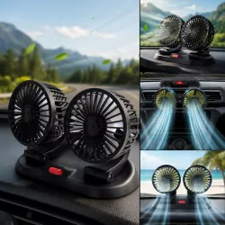 Автомобильный двойной вентилятор USB - 2 скорости, 360° поворот, питание 5V thumbnail
