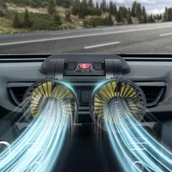 Автомобильный двойной вентилятор USB - 2 скорости, 360° поворот, питание 5V thumbnail