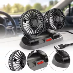Автомобильный двойной вентилятор USB - 2 скорости, 360° поворот, питание 5V thumbnail