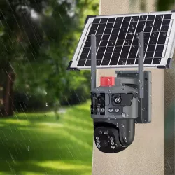 Уличная 4G камера видеонаблюдения с 3 линзами - 6MP, автономная работа, 360° обзор, солнечная панель thumbnail