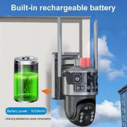 Уличная 4G камера видеонаблюдения с 3 линзами - 6MP, автономная работа, 360° обзор, солнечная панель thumbnail