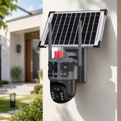 Уличная 4G камера видеонаблюдения с 3 линзами - 6MP, автономная работа, 360° обзор, солнечная панель thumbnail