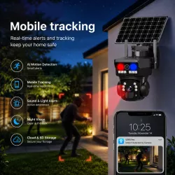 Уличная 4G IP-камера с двойным объективом 12 Мп - Автономная на солнечной панели, ночное видение, поворот 355°, V380 Pro thumbnail
