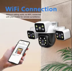 Уличная Wi-Fi камера A9 с тремя объективами - 12 МП, 6K, поворот 390°, ночное видение, двусторонняя связь, защита IP66 thumbnail