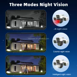 Уличная Wi-Fi камера A9 с тремя объективами - 12 МП, 6K, поворот 390°, ночное видение, двусторонняя связь, защита IP66 thumbnail