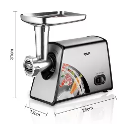 Электрическая мясорубка RAF R.3378 - 2500W, реверс, 3 решётки, насадки для колбас и кеббе thumbnail