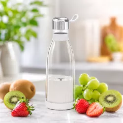 Портативный блендер-бутылка Mini Juicer 350 мл - аккумуляторный, 40 Вт, USB зарядка, белый thumbnail